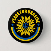 Frieden für die Ukraine Sonnenblumen Button (Vorderseite)