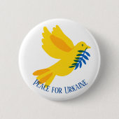 Frieden für die Ukraine Taubenblauer und Gelbe Fla Button (Vorderseite)