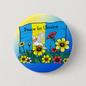 Frieden für die Ukraine | ukrainische Flagge Button (Vorderseite)
