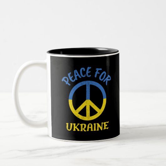 Frieden für die Ukraine Zweifarbige Tasse (Links)