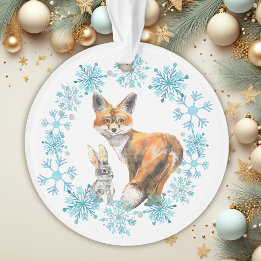 Frieden für Fuchs und Kaninchen zu Weihnachten Ornament
