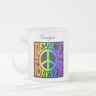 Frieden für immer Vintage Retro Regenbogen-Schwarz Mattglastasse