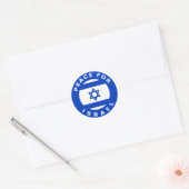 Frieden für Israel blauer Text und Flagge Runder Aufkleber (Umschlag)