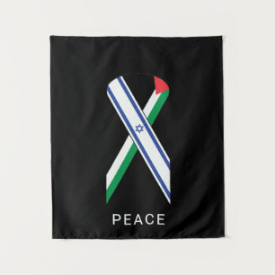 Frieden für Israel und Palästina Flaggen schwarz S Wandteppich