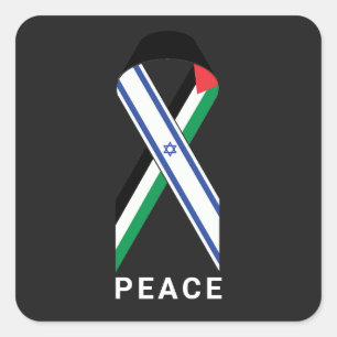 Frieden für Israel und Palästina Flaggenband schwa Quadratischer Aufkleber