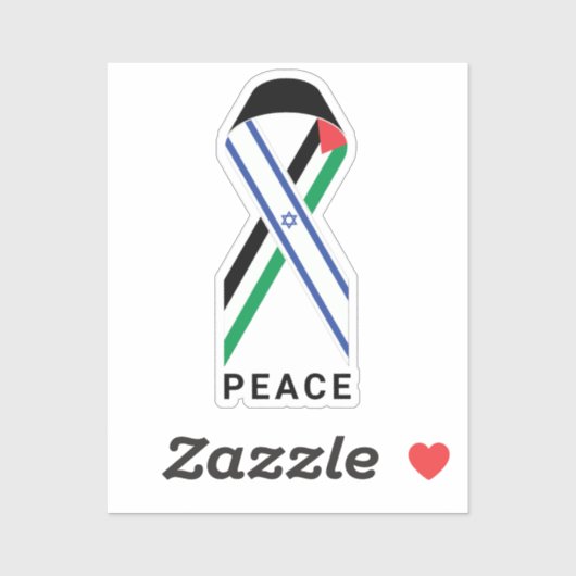 Frieden für Israel und Palästina Flaggenband weiß Aufkleber (Blatt)