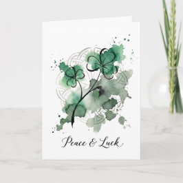 Frieden & Glück Wasserfarben-Kleeblatt Keltischer  Feiertagskarte