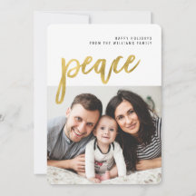 Frieden | Gold Calligraphy Foto Holiday Card