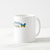 Frieden, Hoffnung, Schmetterlinge in der Ukraine Kaffeetasse (VorderseiteRechts)