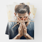 Frieden im Gebet: Ein glücklicher Moment eines Men Geschenkpapier Set (Beispiel)