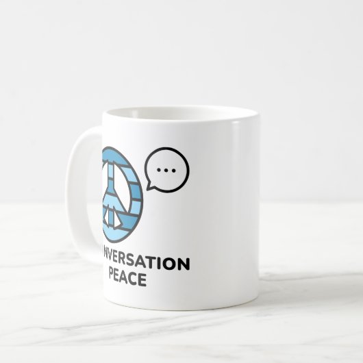 Frieden im Gespräch Kaffeetasse (Vorderseite Links)