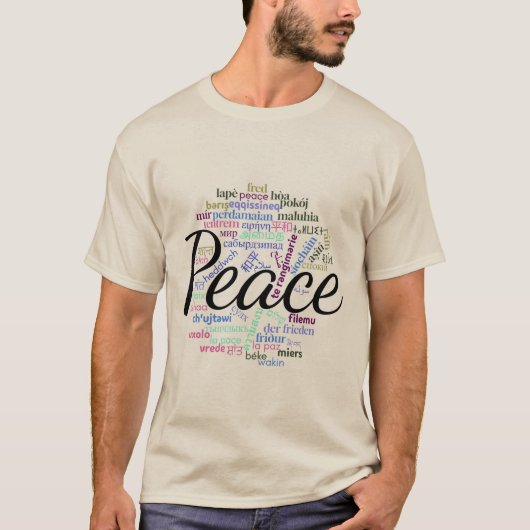 "Frieden" in 50 Sprachen T-Shirt (Vorderseite)