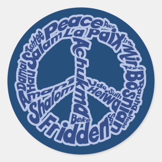 Frieden in allen Sprachen Runder Aufkleber (Vorderseite)