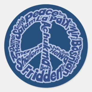 Frieden in allen Sprachen Runder Aufkleber