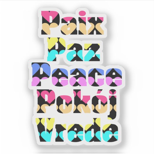 Frieden in den Fremdsprachen Aufkleber (Vorderseite)