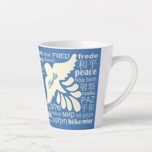 FRIEDEN in den Sprachen individuelle Name und Farb Milchtasse (Rechts)
