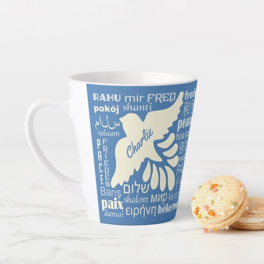 FRIEDEN in den Sprachen individuelle Name und Farb Milchtasse (Beispiel)