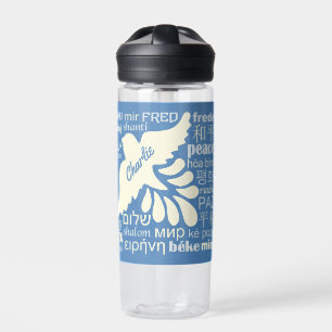 FRIEDEN in den Sprachen individuelle Name und Farb Trinkflasche