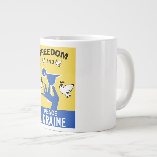 Frieden in der Ukraine - Liebe und Unterstützung Jumbo-Tasse (Vorderseite Rechts)