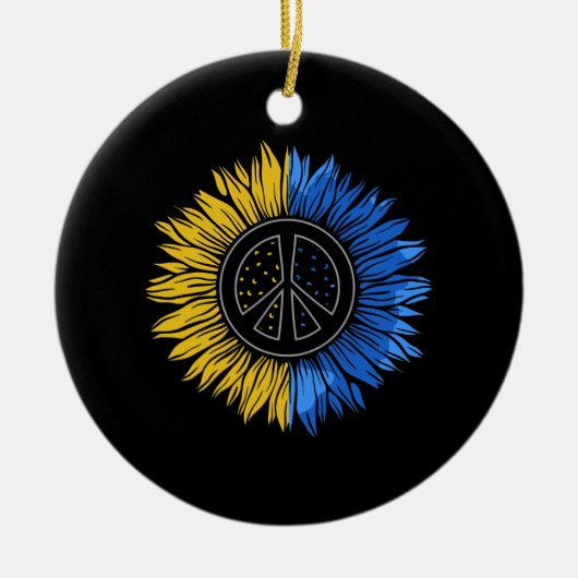 Frieden in der Ukraine Sonnenblumen - Hemd für Fra Keramik Ornament (Vorne)