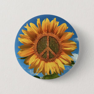 Frieden in der Ukraine Sonnenblumenknopf Button