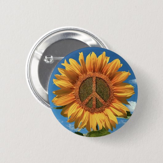 Frieden in der Ukraine Sonnenblumenknopf Button (Vorne & Hinten)