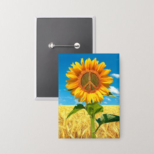 Frieden in der Ukraine Sonnenblumenknopf Button (Vorderseite/Rückseite)