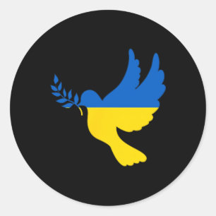 Frieden in der Ukraine Taube. Steh mit der Ukraine Runder Aufkleber