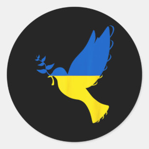 Frieden in der Ukraine Taube. Steh mit der Ukraine Runder Aufkleber
