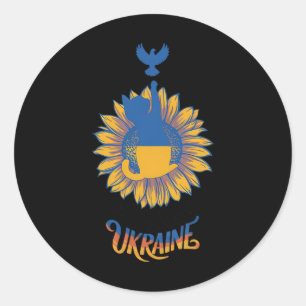 Frieden In Der Ukraine Taube Und Katze Stehen Mit  Runder Aufkleber