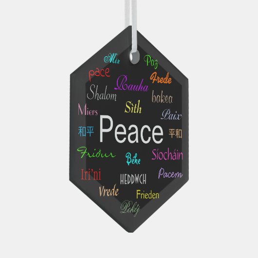 Frieden in der Welt in Schwarz Ornament Aus Glas (Vorderseite Rechts)