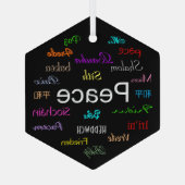 Frieden in der Welt in Schwarz Ornament Aus Glas (Rückseite)