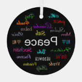 Frieden in der Welt in Schwarz Ornament Aus Glas (Rückseite)