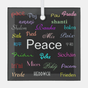 Frieden in der Welt in Schwarz Ornament Aus Glas