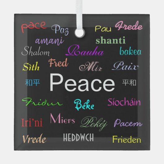 Frieden in der Welt in Schwarz Ornament Aus Glas (Vorderseite)