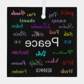 Frieden in der Welt in Schwarz Ornament Aus Glas (Rückseite)