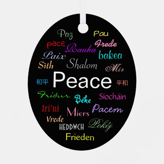 Frieden in der Welt in Schwarz Ornament Aus Metall (Rückseite)
