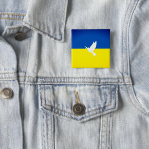 Frieden in der Welt Ukrainische Flagge Knopf Button