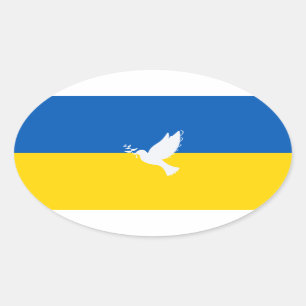 Frieden in der Welt - ukrainische Flagge Ovaler Aufkleber