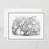 Frieden in diesem Haus Currier & Ives Lithograph Postkarte (Vorne/Hinten)