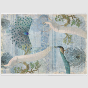 Frieden in Feathers White Blue Craft Decoupage Seidenpapier