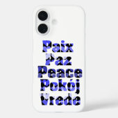 Frieden in Fremdsprachen Blaue Herzen Case-Mate iPhone Hülle (Rückseite)