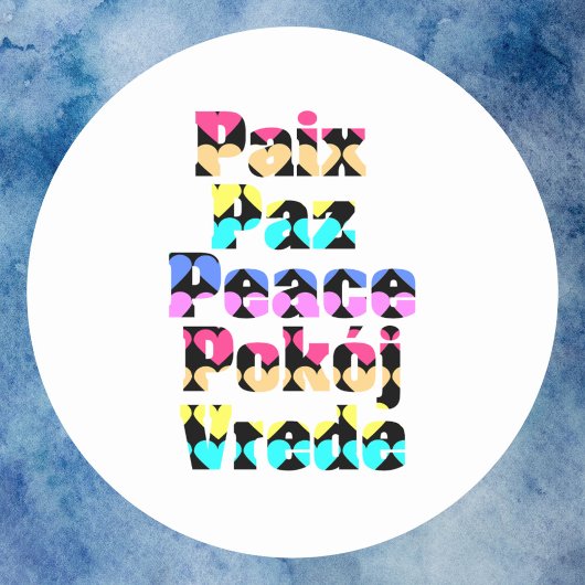 Frieden in vielen Sprachen - ein leuchtendes Herz Runder Aufkleber