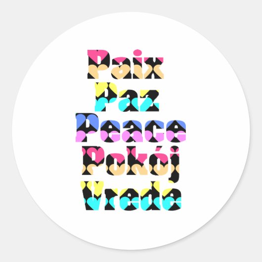 Frieden in vielen Sprachen - ein leuchtendes Herz Runder Aufkleber (Vorderseite)