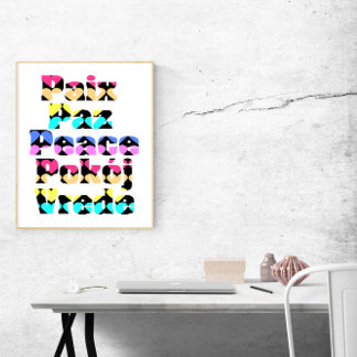 Frieden in vielen Sprachen - helle Farben Poster