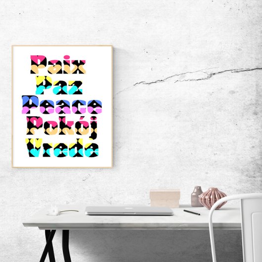 Frieden in vielen Sprachen - helle Farben Poster