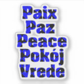 Frieden in vielen Sprachen Herz Blue Black Aufkleber (Vorderseite)