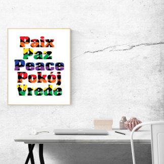 Frieden in vielen Sprachen Rainbow Hearts Poster