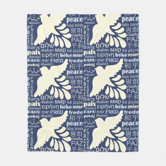 FRIEDEN in vielen Sprachen Vlies-Decken Fleecedecke (Vorderseite)