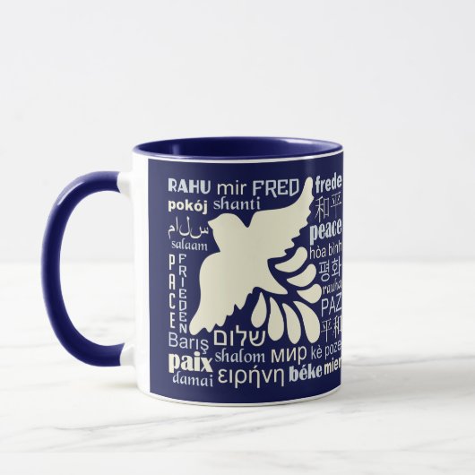 FRIEDEN in vielen SprachName-Tassen Tasse (Links)